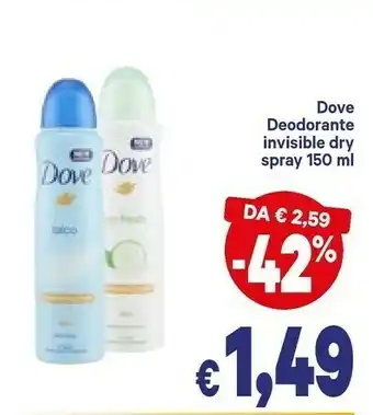 A&O Dove Deodorante Invisible Dry Spray offerta