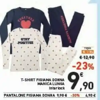 Conad T-shirt Pigiama Donna Manica Lunga offerta