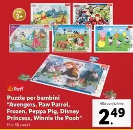 Trefl - puzzle per bambini avengers, paw patrol, frozen, peppa pig, disney princess, winnie the pooh