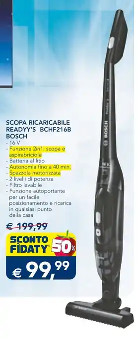 Esselunga SCOPA RICARICABILE READYY'S BCHF216B BOSCH offerta