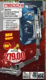 Risparmio Casa Necchi - nh3935 scopa elettrica ricaricabile multiuso 500w offerta