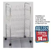 Happy Casa Carrello 4 ripiani con ruote offerta