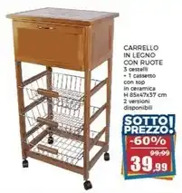 Happy Casa Carrello in legno con ruote offerta