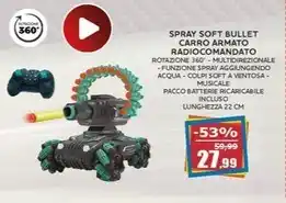 Happy Casa Spray soft bullet carro armato radiocomandato offerta