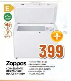 Expert Zoppas - congelatore orizzontale hzcf251sh4weo offerta