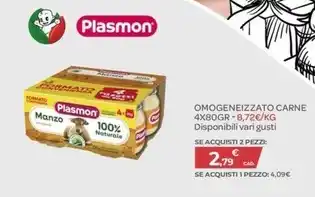 Bimbo Store Plasmon - omogeneizzato carne 4x80gr offerta