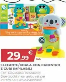 B kids - elefante/koala con canestro e cubi impilabili