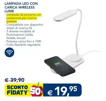 Esselunga LAMPADA LED CON CARICA WIRELESS LUME offerta
