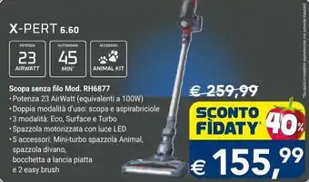 Esselunga X-PERT 6.60 Scopa senza filo Mod. RH6877 offerta