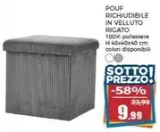 Happy Casa Pouf richiudibile in velluto rigato offerta