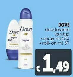 Deco Supermercati Dove Original Donna Deodorante Spray 150 Ml offerta