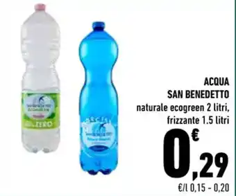 Conad ACQUA SAN BENEDETTO naturale ecogreen 2 litri, frizzante 1.5 litri offerta