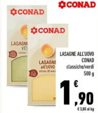 Conad LASAGNE ALL'UOVO CONAD 500 g offerta