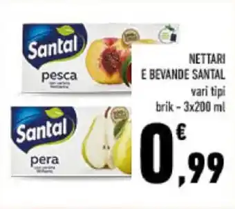 Conad NETTARI E BEVANDE SANTAL vari tipi brik - 3x200 ml offerta