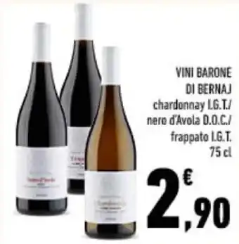 Conad VINI BARONE DI BERNAJ chardonnay I.G.T./ nero d'Avola D.O.C./ frappato I.G.T. 75 cl offerta