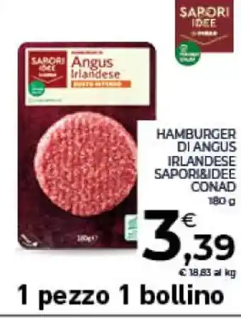 Conad HAMBURGER DI ANGUS IRLANDESE SAPORI&IDEE CONAD 180 g offerta