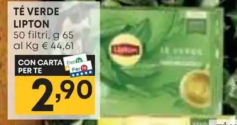 Pam TÉ VERDE LIPTON 50 filtri, g 65 offerta