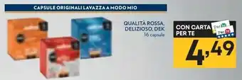 Pam QUALITÀ ROSSA, DELIZIOSO, DEK 16 capsule offerta
