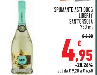 Conad SPUMANTE ASTI DOCG LIBERTY SANT'ORSOLA 750 ml offerta