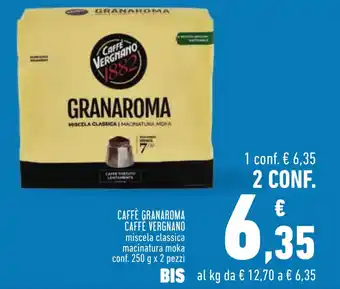Conad CAFFÈ GRANAROMA CAFFÈ VERGNANO conf. 250 g x 2 pezzi offerta