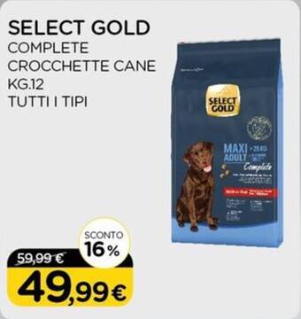 Arcaplanet SELECT GOLD COMPLETE CROCCHETTE CANE KG.12 TUTTI I TIPI offerta