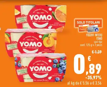Conad YOGURT INTERO YOMO vari tipi conf. 125 g x 2 pezzi offerta