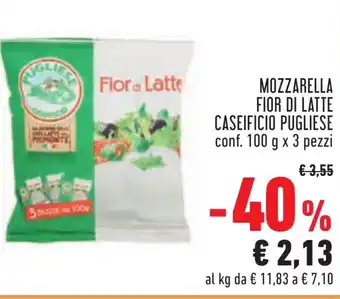 Conad MOZZARELLA FIOR DI LATTE CASEIFICIO PUGLIESE conf. 100 g x 3 pezzi offerta