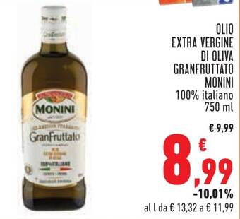 Conad OLIO EXTRA VERGINE DI OLIVA GRANFRUTTATO MONINI 750 ml offerta