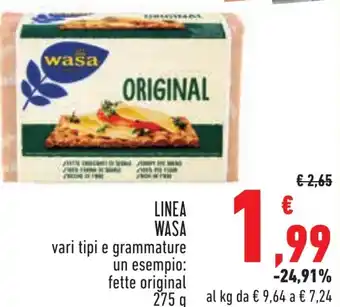 Conad LINEA WASA vari tipi 275 g offerta