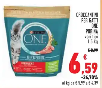 Conad CROCCANTINI PER GATTI ONE PURINA vari tipi 1,5 kg offerta