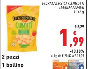 Conad FORMAGGIO CUBOTTI LEERDAMMER 110 g offerta
