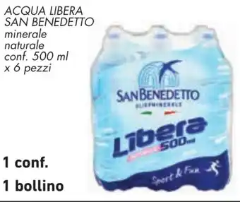 Conad ACQUA LIBERA SAN BENEDETTO minerale naturale conf. 500 ml x 6 pezzi offerta