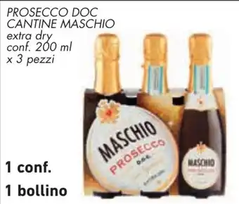 Conad PROSECCO DOC CANTINE MASCHIO extra dry conf. 200 ml x 3 pezzi offerta