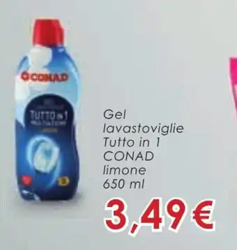 Conad Gel lavastoviglie Tutto in 1 CONAD limone 650 ml offerta