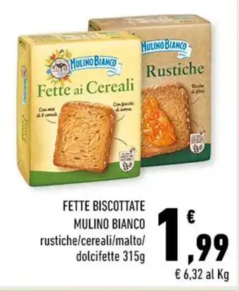 Conad FETTE BISCOTTATE MULINO BIANCO rustiche/cereali/malto/ dolcifette 315g offerta