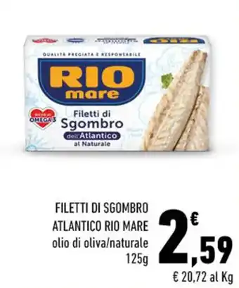 Conad FILETTI DI SGOMBRO ATLANTICO RIO MARE olio di oliva/naturale 125g offerta