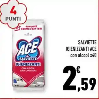 Conad SALVIETTE IGIENIZZANTI ACE con alcool x40 offerta