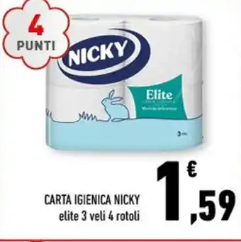 Conad CARTA IGIENICA NICKY elite 3 veli 4 rotoli offerta