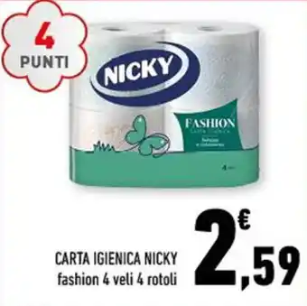 Conad CARTA IGIENICA NICKY fashion 4 veli 4 rotoli offerta