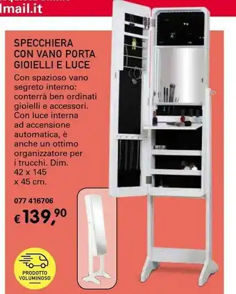 Specchiera Con Vano Porta Gioielli E Luce