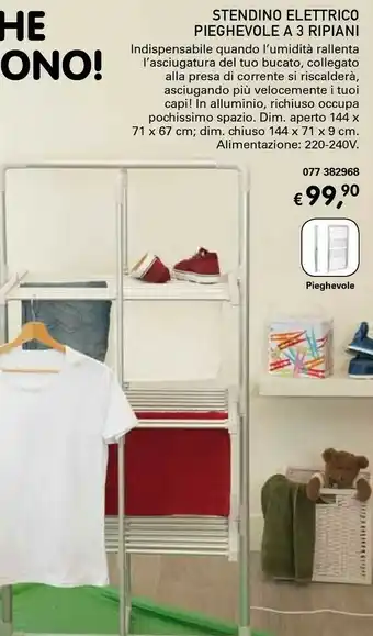 Stendino Elettrico Pieghevole A 3 Ripiani