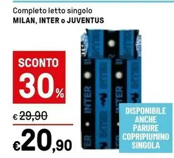 Iper La Grande Completo Letto Singolo Milan, Inter O Juventus offerta