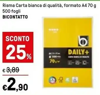 Iper La Grande Bicontatto Risma Carta Bianca Di Qualita Formato A4 70 G 500 Fogli offerta