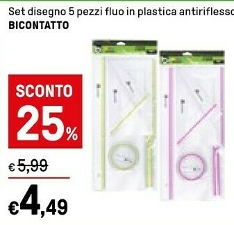 Iper La Grande Bicontatto Set Disegno 5 Pezzi Fluo In Plastica Antiriflesso offerta