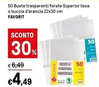 Iper La Grande Favorit 50 Buste Trasparenti Forate Superior Lisce offerta