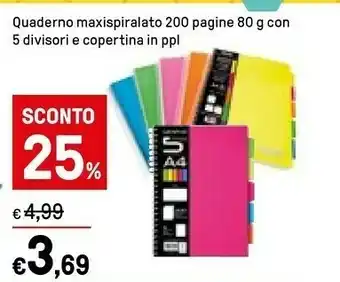 Quaderno Maxispiralato 200 Pagine 80 G Con 5 Divisori E Copertina In Ppl