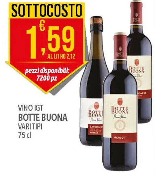 VINO IGT BOTTE BUONA VARI TIPI 75 dl offerta di Iper Nonna Isa