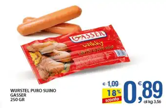 Qui Discount WURSTEL PURO SUINO GASSER 250 GR offerta