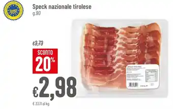 Pan Speck nazionale tirolese 90 g offerta