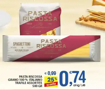 Qui Discount PASTA RISCOSSA GRANO 100% ITALIANO TRAFILE ASSORTITE 500 GR offerta